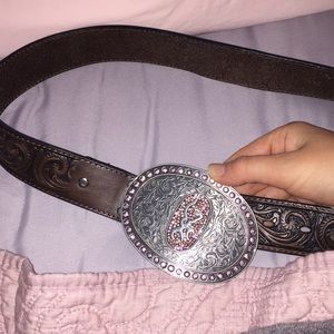 Pink Rhinestone Belt And Belt Buckle